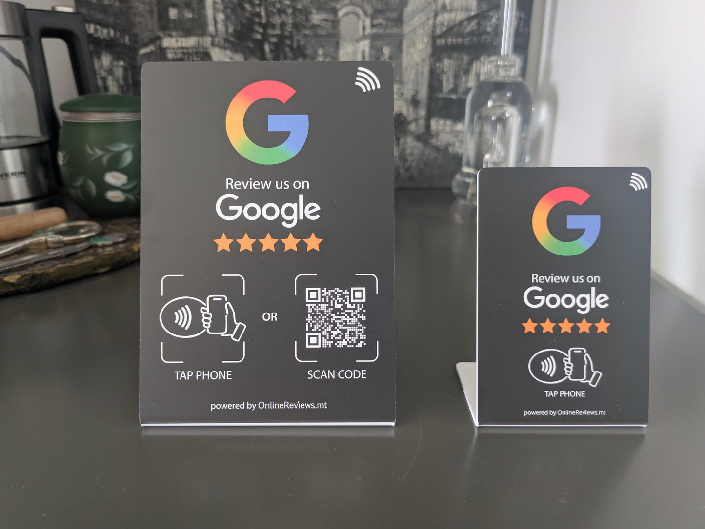 Google Review Stand - Large 10.5cm x 15cm (NFC Tap & QR Scan)