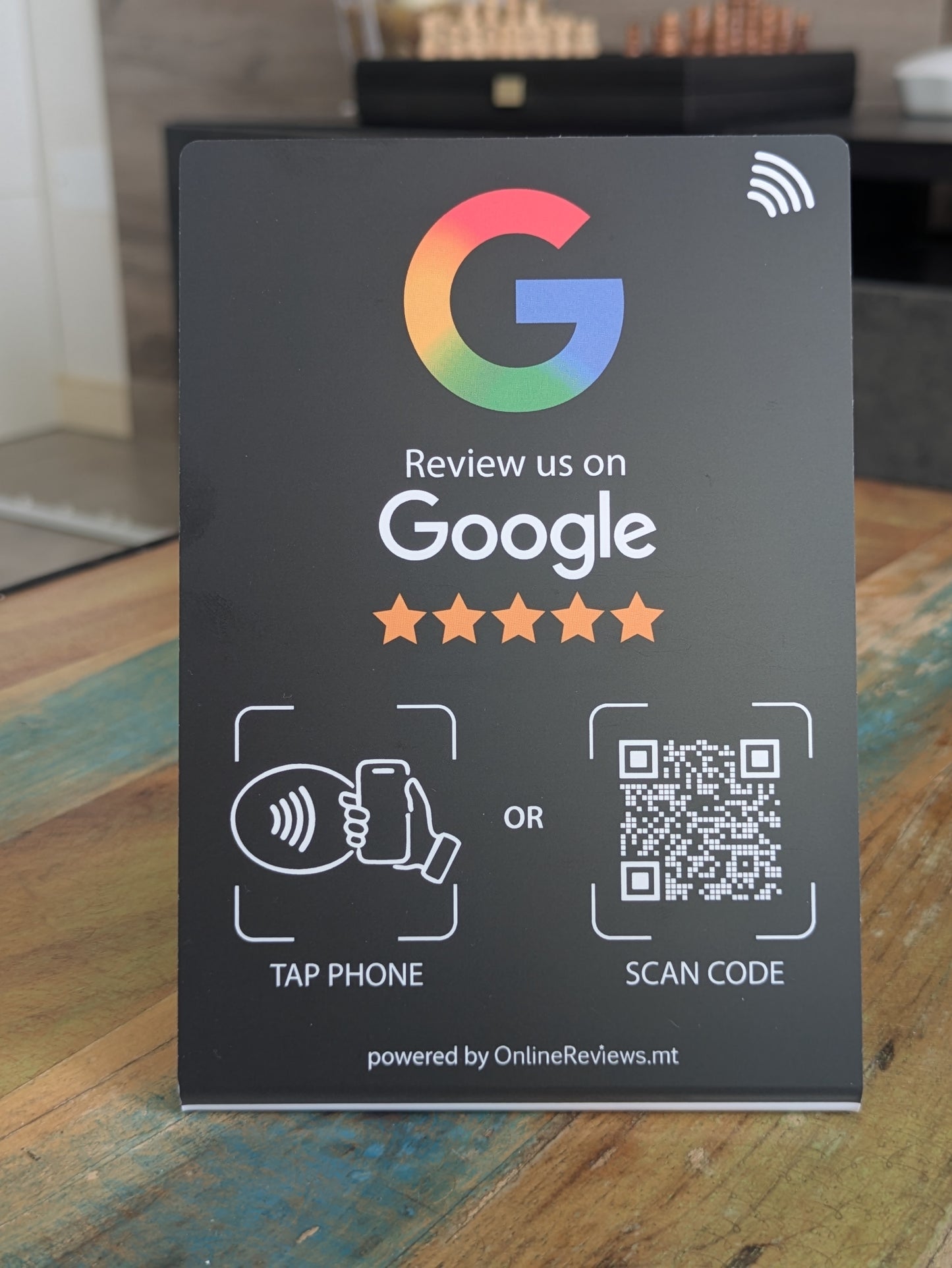 Google Review Stand - Large 10.5cm x 15cm (NFC Tap & QR Scan)