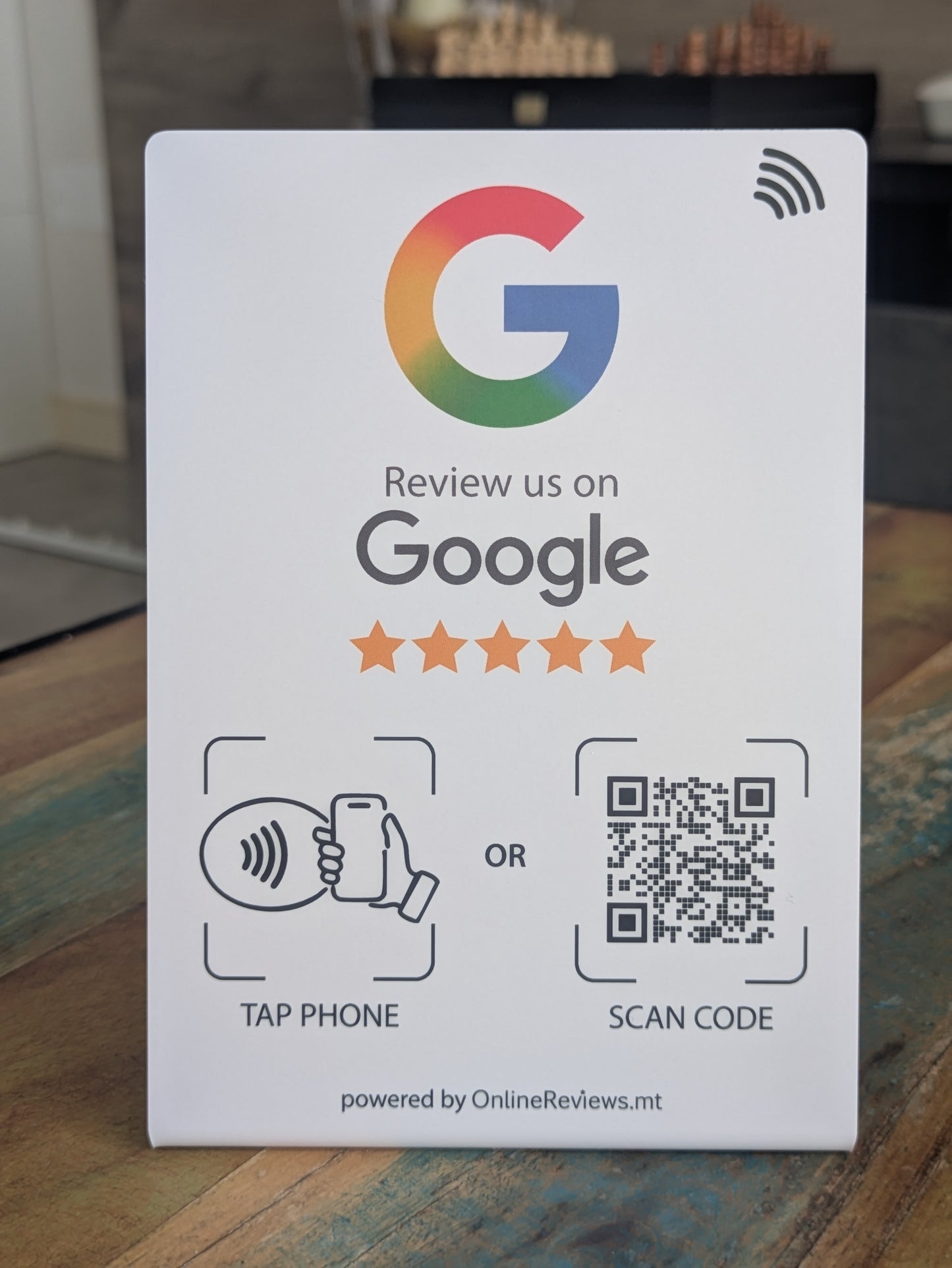 Google Review Stand - Large 10.5cm x 15cm (NFC Tap & QR Scan)