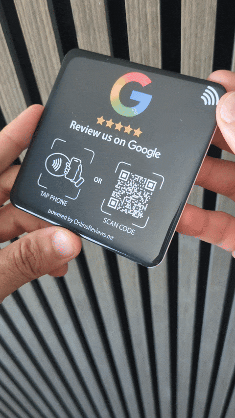 Google Review Self-Adhesive Plaque 10cm x 10cm (NFC Tap & QR Scan)