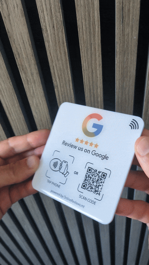 Google Review Self-Adhesive Plaque 10cm x 10cm (NFC Tap & QR Scan)